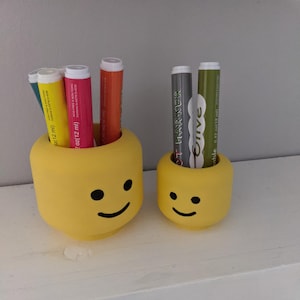 Lego Head inspired planter / pencil holder - kids desk decoration, nostalgic look and feel of the original Lego guy. image 8