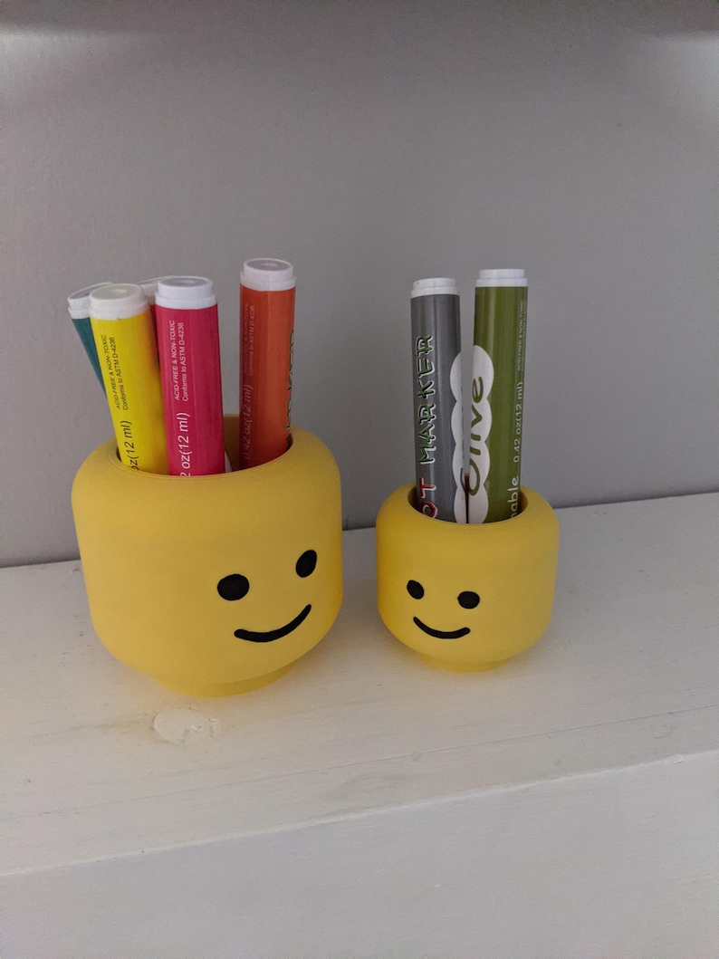 Lego Head inspired planter / pencil holder - kids desk decoration, nostalgic look and feel of the original Lego guy. image 8