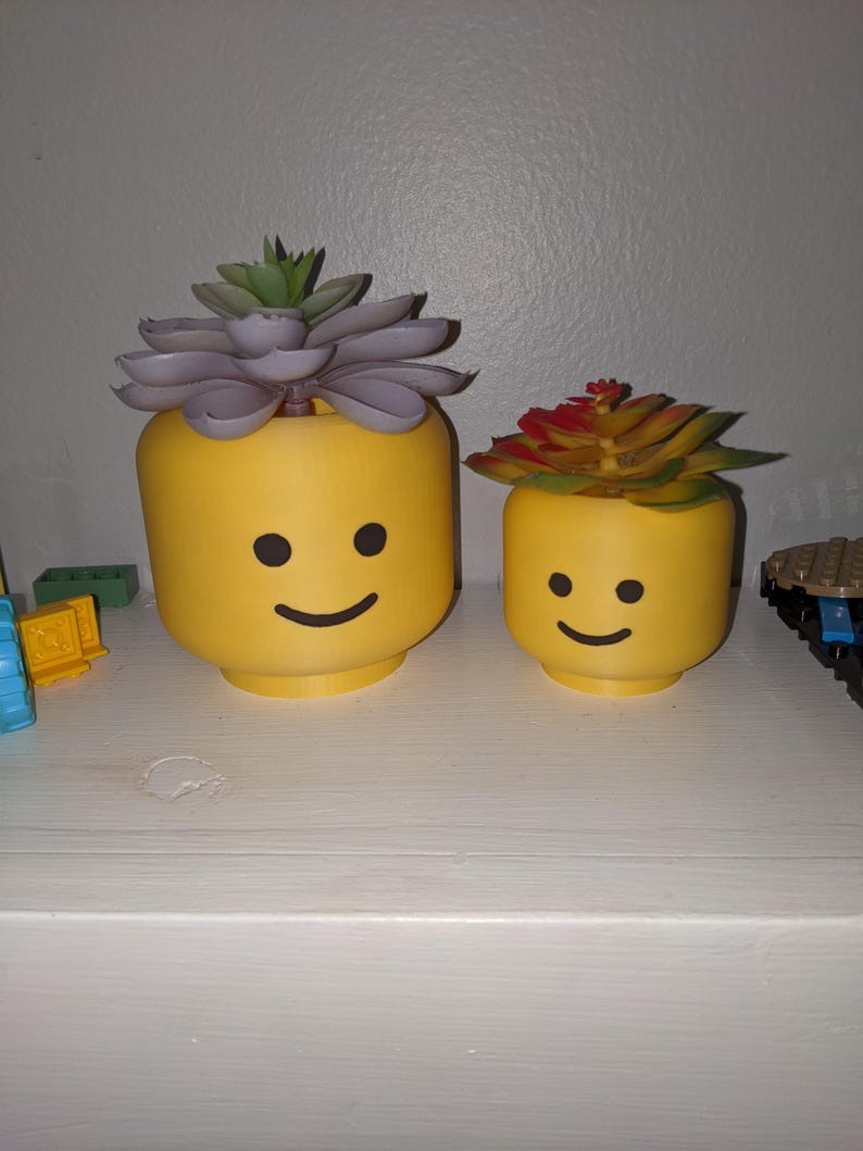 Lego Head inspired planter / pencil holder - kids desk decoration, nostalgic look and feel of the original Lego guy. image 4