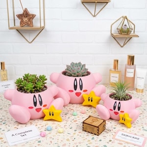 Kirby-Inspired Planter - Bring Dream Land to Life in Your Home! indoor house plants / succulents/ cactus/ nostalgia/ gaming fan
