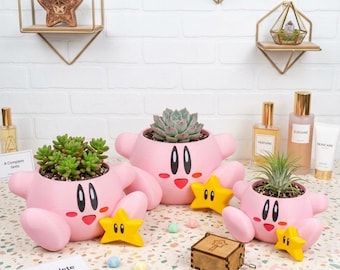 Kirby-Inspired Planter - Bring Dream Land to Life in Your Home! indoor house plants / succulents/ cactus/ nostalgia/ gaming fan