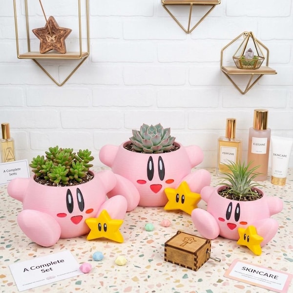 Kirby-Inspired Planter - Bring Dream Land to Life in Your Home! indoor house plants / succulents/ cactus/ nostalgia/ gaming fan