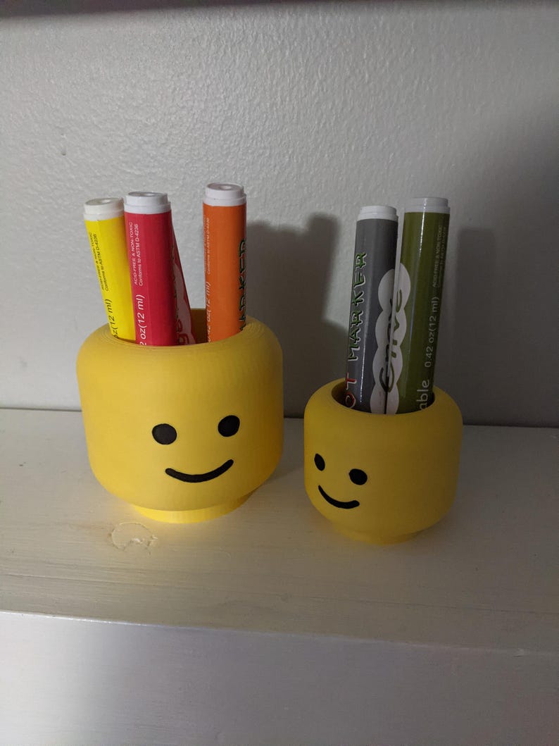 Lego Head inspired planter / pencil holder - kids desk decoration, nostalgic look and feel of the original Lego guy. image 7