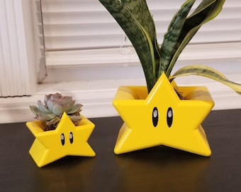 Mario Super Star Planter / indoor house plant/ succulent/ nostalgia/ cactus/ gamer / gaming fan