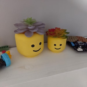 Lego Head inspired planter / pencil holder - kids desk decoration, nostalgic look and feel of the original Lego guy. image 5