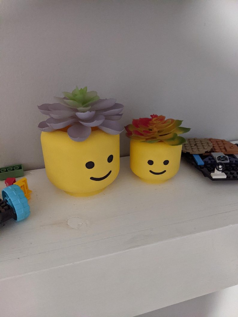 Lego Head inspired planter / pencil holder - kids desk decoration, nostalgic look and feel of the original Lego guy. image 5