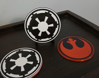 Star Wars Coasters | Rebel & Empire Drink Coasters | Sci-Fi Desk Decor | 3D Printed Nerd Gift | Galactic Coaster Set