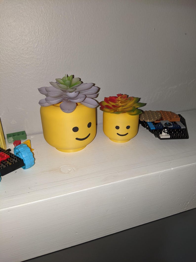 Lego Head inspired planter / pencil holder - kids desk decoration, nostalgic look and feel of the original Lego guy. image 6