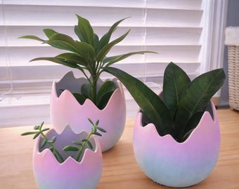 Pastel Easter Egg Planter Set | Gradient Dino Egg Succulent Pot | Spring Decor | 3D Printed Egg Planter | Easter Gift