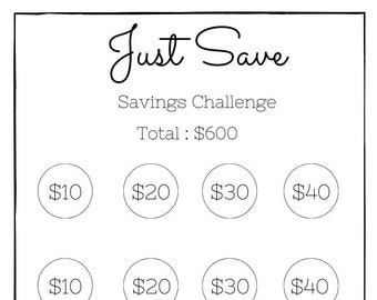 Just Save Savings Challenge | Save 600 | Digital download | Low Income