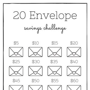 20 Envelope Savings Challenge | Save 1050 | Digital Download | Low Income