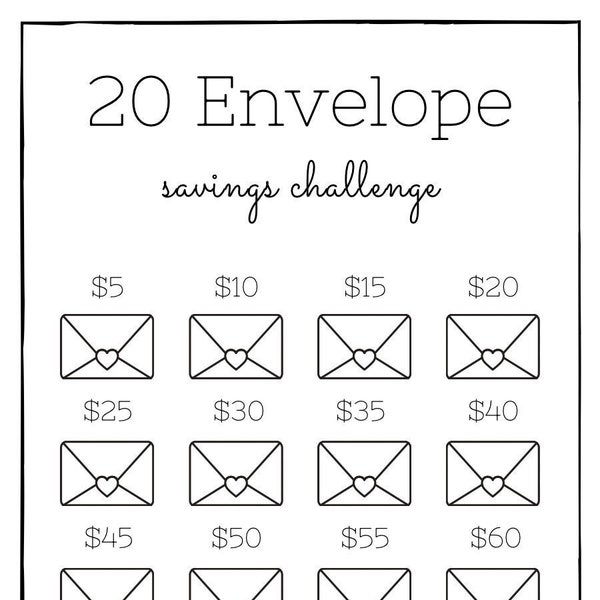 20 Envelope Savings Challenge | Save 1050 | Digital Download | Low Income