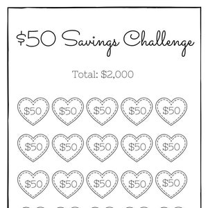 50 Dollar Savings Challenge | Save 2000 | Digital Download | Low income