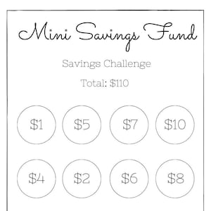Mini Savings Fund | Save 110 | Digital Download | Low Income