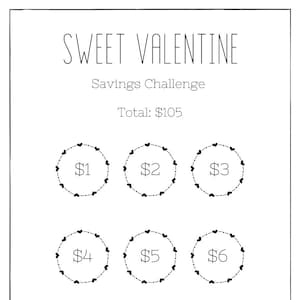 Valentines Day Savings Challenge | Save 105 | Digital Download | Low income
