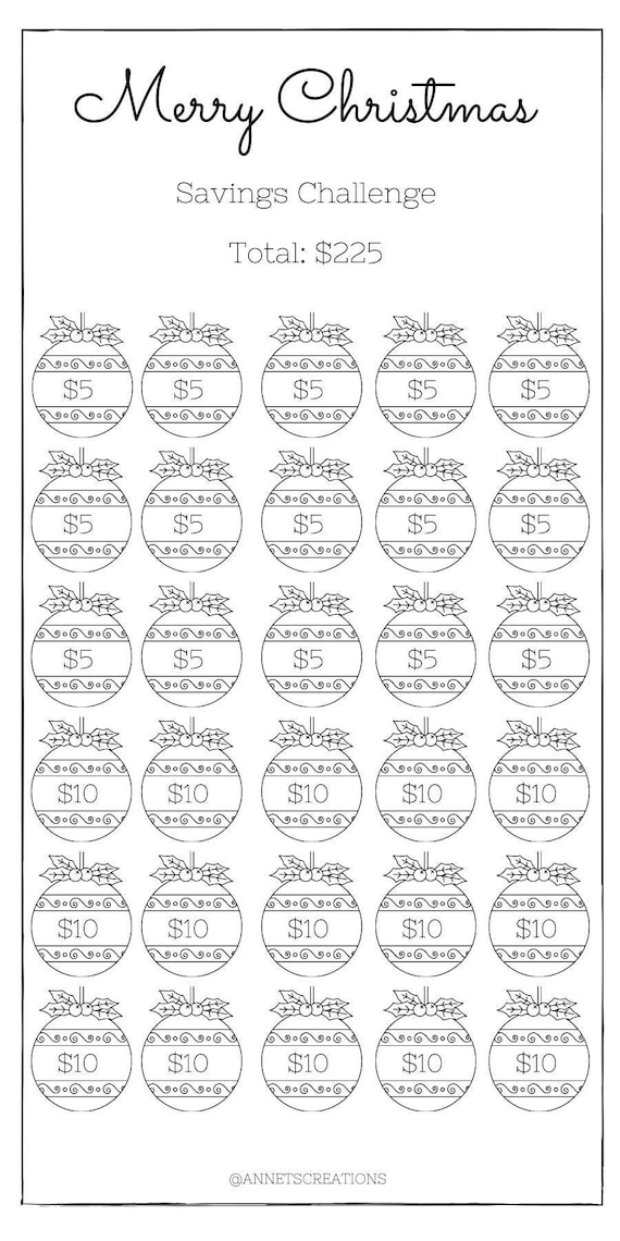Merry Christmas Savings Challenge | Save 225, 350, 500 | Digital Download | Low Income