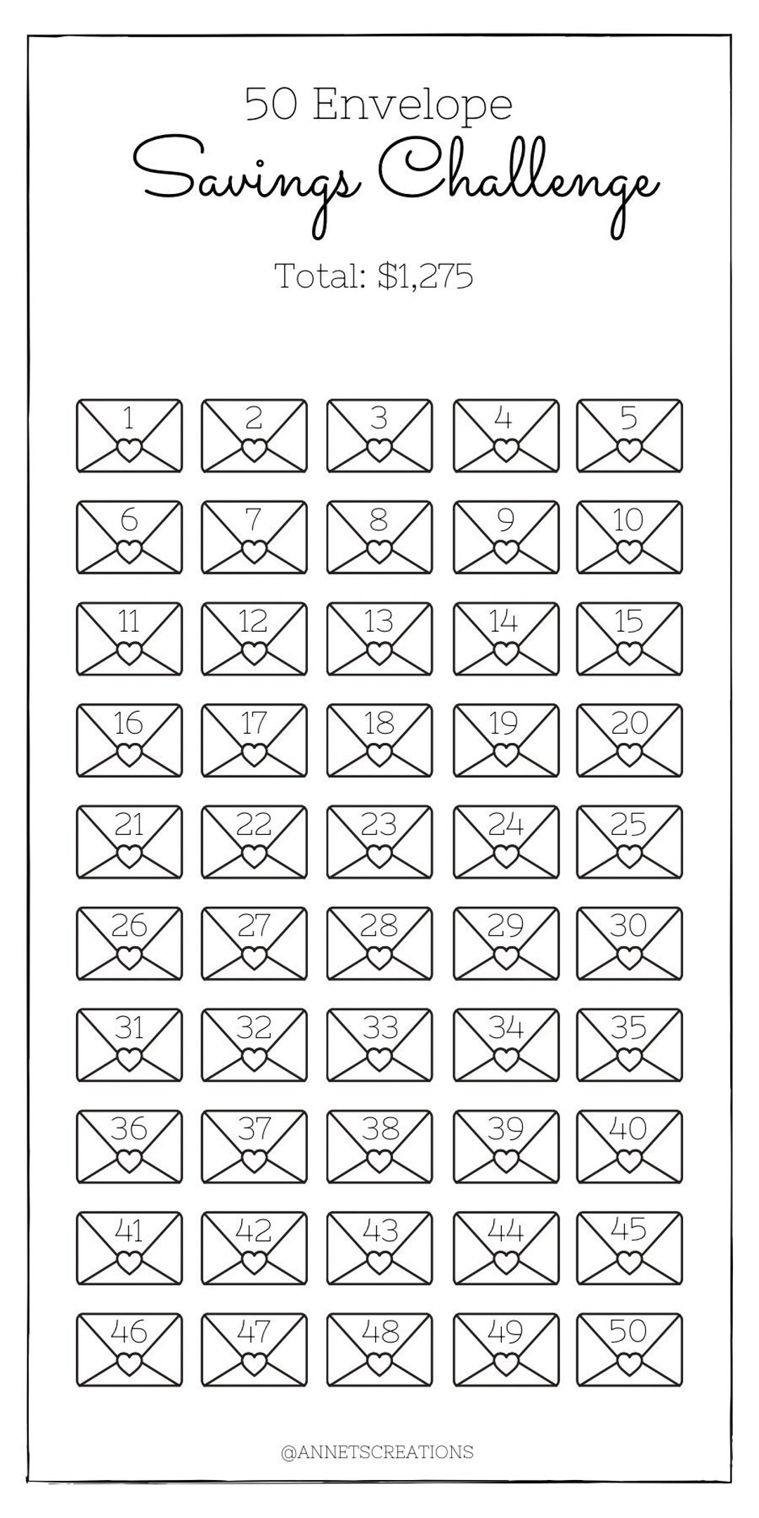 Free Printable 50 Envelope Challenge Free Printable 50 Envelope Challenge