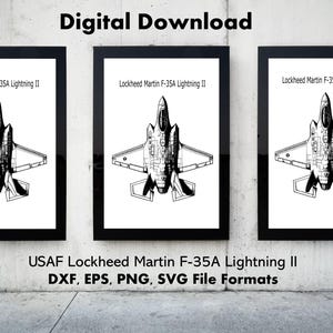 USAF Jet Lockheed Martin F-35A Lightning II Digital Download, Svg, Eps, Dxf, Png. Aviation download