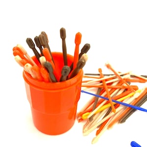 vintage party forks / picker cocktail skewers / little forks - colorful transparent circa 1970s