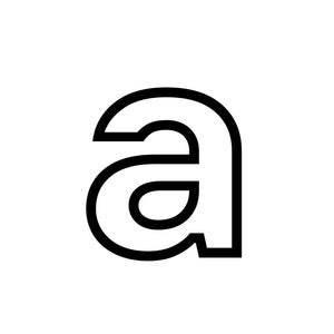 May include: A black and white stylized letter 'a' with a bold outline.