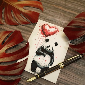 Set van 10 ansichtkaarten Panda Lost Balloon (2-zijdig, zonder enveloppen)