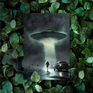 Lot de 10 cartes postales d'enlèvement extraterrestre UFO - cartes de vœux avec un motif fascinant d'enlèvement extraterrestre pour les vrais fans de science-fiction.