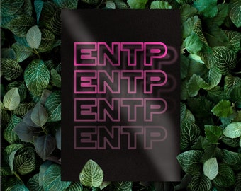 Stylish ENTP neon postcards - perfect for expression and individuality based on Meyer-Briggs 16 personalities - psychology motif