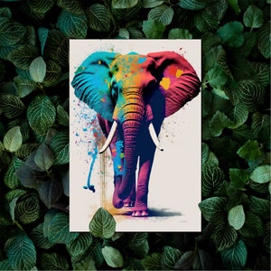 Elefante Halftone Art Postcards Set di 10 - immagine di elefante arcobaleno colorato come biglietto di auguri speciale