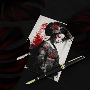 Set mit 10 Postkarten Geisha Comicstyle Inkart (2-seitig, ohne Umschläge) DIN-A6