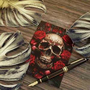 Gothic Postkarten Totenkopf mit Rosen Set mit 10 Karten  (2-seitig, ohne Umschläge) Skull Motiv