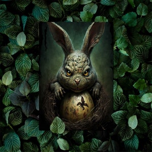 10 cartes postales Lapin de Pâques Boese à 2 faces avec un lapin souriant méchant
