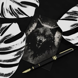 Set de 10 cartas " Angry black Wolf " (2 caras, sin sobres) DIN-A6