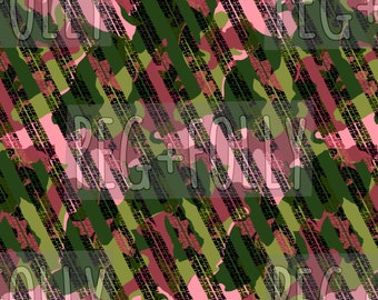 Pink Army Camouflage / Military Tanker Tracks / Seamless Pattern / Fabric Design / Digital Pattern