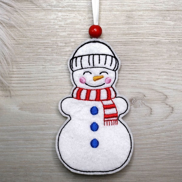 ITH Stickdatei Schneemann Anhänger 10x10 Weihnachten