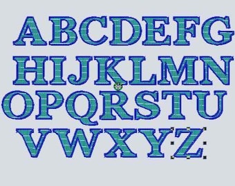 Paquete de archivos de bordado del alfabeto para letras con efecto brillante.