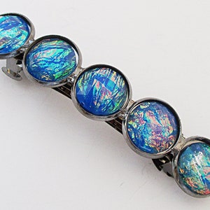 Druzy French Barrette - iridescent Blue Embers