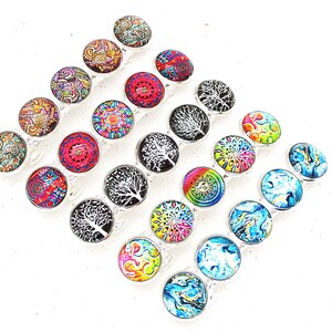 Set of 5 Glass Cabochon French Barrettes