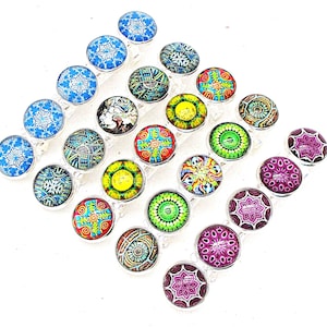 Set of 5 Glass Cabochon French Barrettes