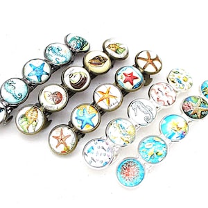 Set of 5 Glass Cabochon French Barrettes
