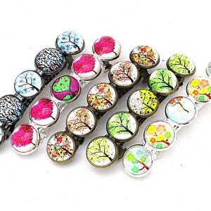 Set of 5 Glass Cabochon French Barrettes
