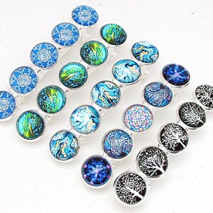 Set of 5 Glass Cabochon French Barrettes