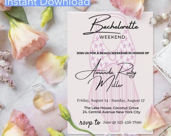 Invitación de despedida de soltera náutica editable, despedida de soltera de verano, uniforme de soltera, despedida de soltera en barco, bricolaje, fiesta de Bach