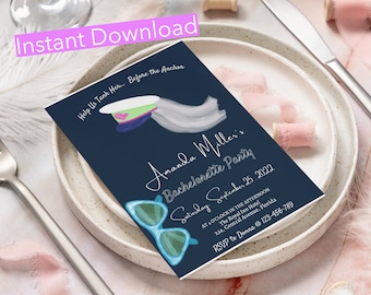 Nautical Bachelorette Party Invite, Last Sail Before the Veil Coastal Beach Boat Party, Bridal Invite INSTANT DOWNLOAD Editable DIY Template