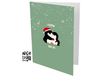 Cute penguin Christmas card for friend , boyfriend  , girlfriend