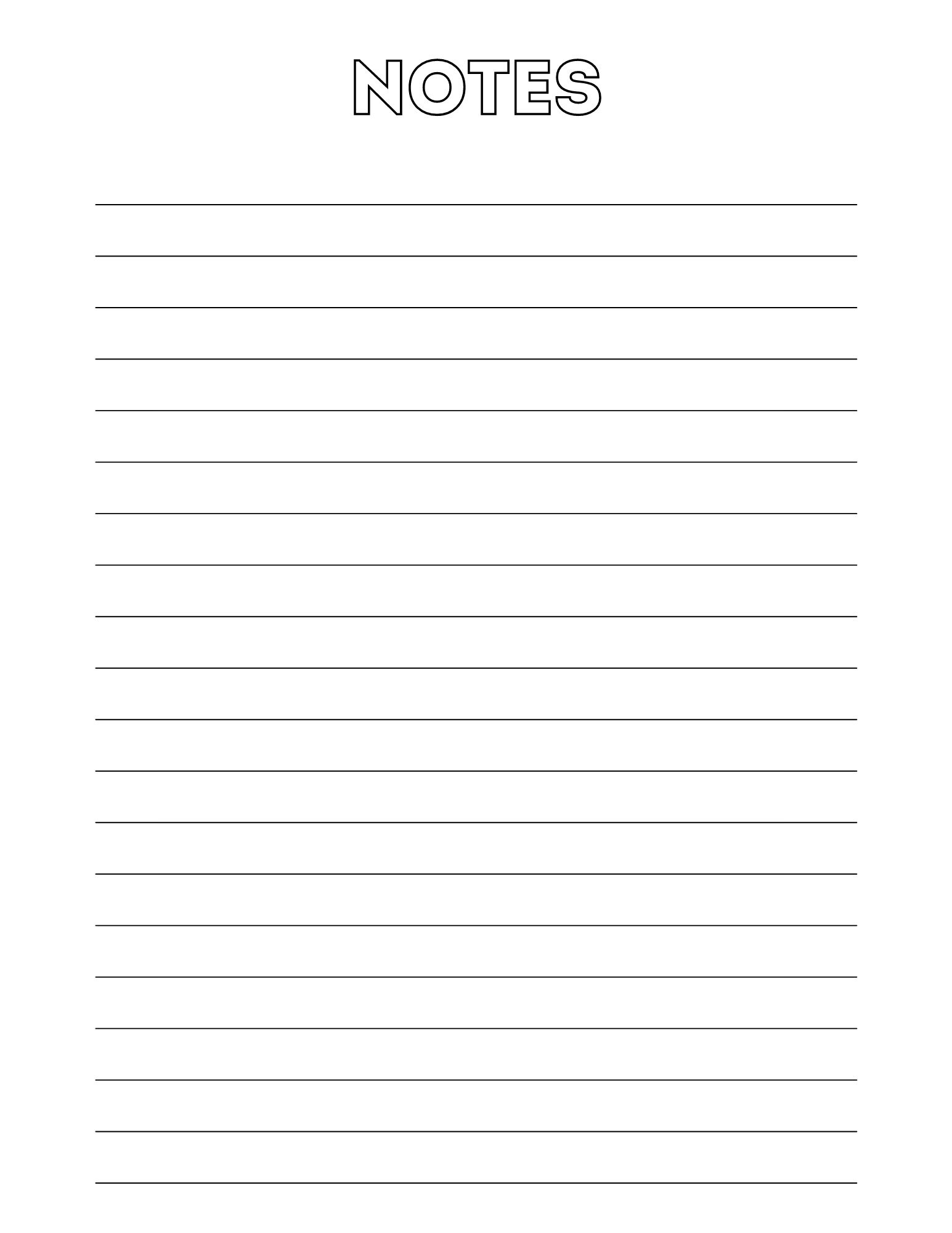 Notes Page Printable, Lined Note Paper, Notes Page Planner, Printable ...