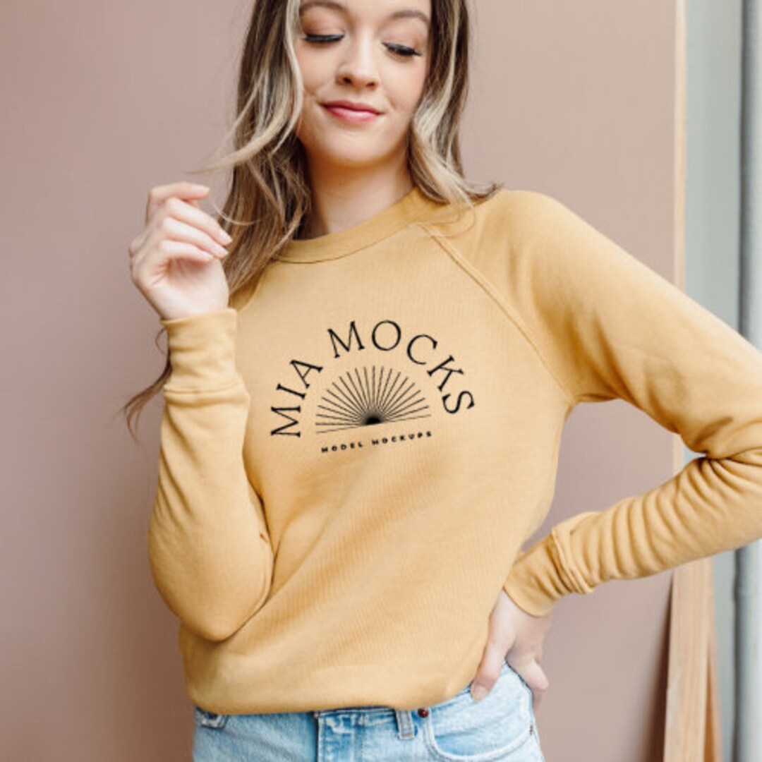 Bella Canvas 3901 Mockup | Bella Canvas Heather Mustard Sweatshirt ...