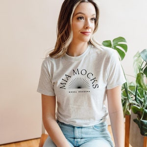 Model Mockup | Next Level 6010 Mockup | Next Level Heather White Crew Mockup | Studio Mockup | Mia Mockups