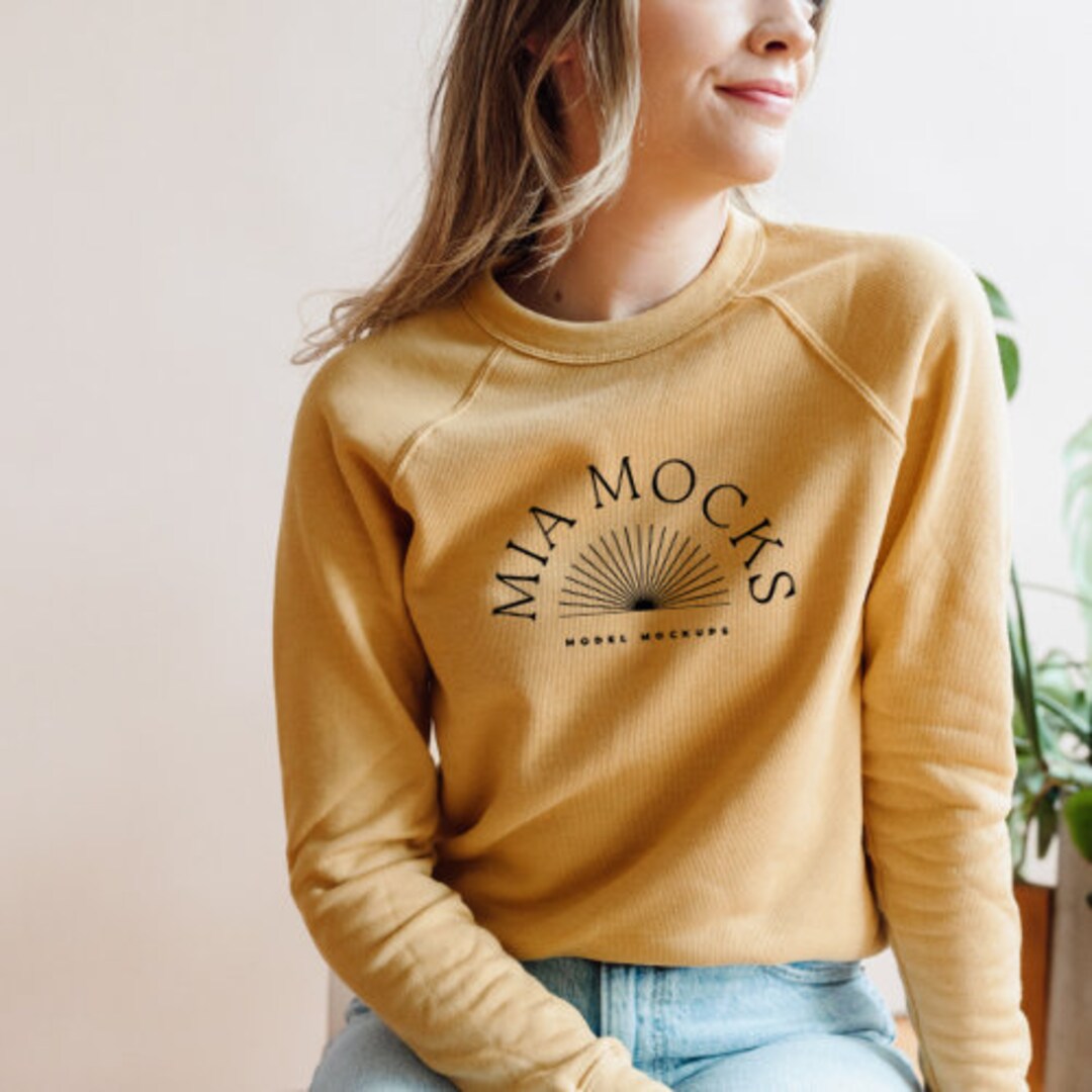 Bella Canvas 3901 Mockup | Bella Canvas Heather Mustard Sweatshirt ...