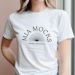 Model Mockup | Next Level 6010 Mockup | Next Level Heather White Crew Mockup | Studio Mockup | Mia Mockups