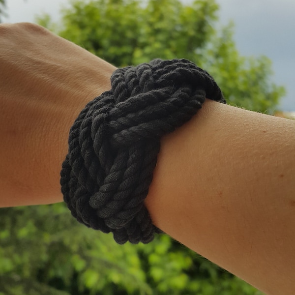 Braided Rope Bracelet, Black Beach Bracelet, Sailor Knot Bracelet, Knot String Bracelet, Nautical Thick Braid Bracelet, Wholesale Bracelets